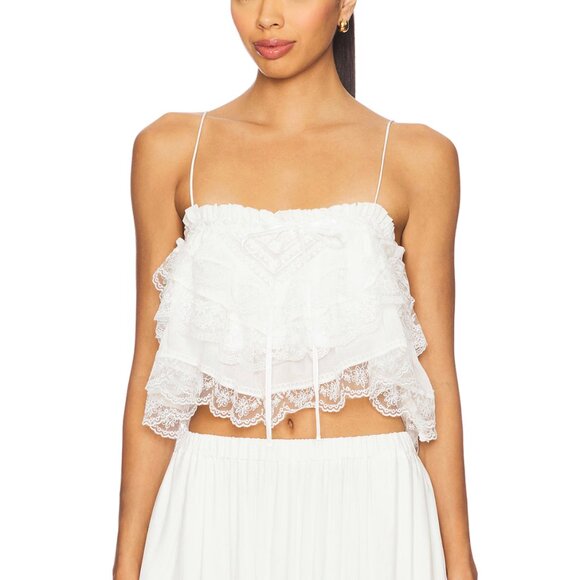 NEW Ronny Kobo Carlton Crop Top in Ivory White Lace Cami Tank Medium M - Picture 1 of 3